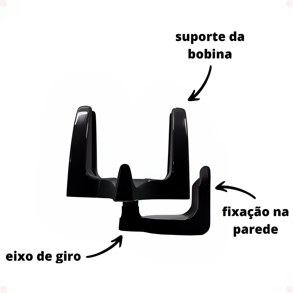 Informações Kit 2 Suporte para Bobina Com Base Parede Tipo L Preto - 2 UNIDADES